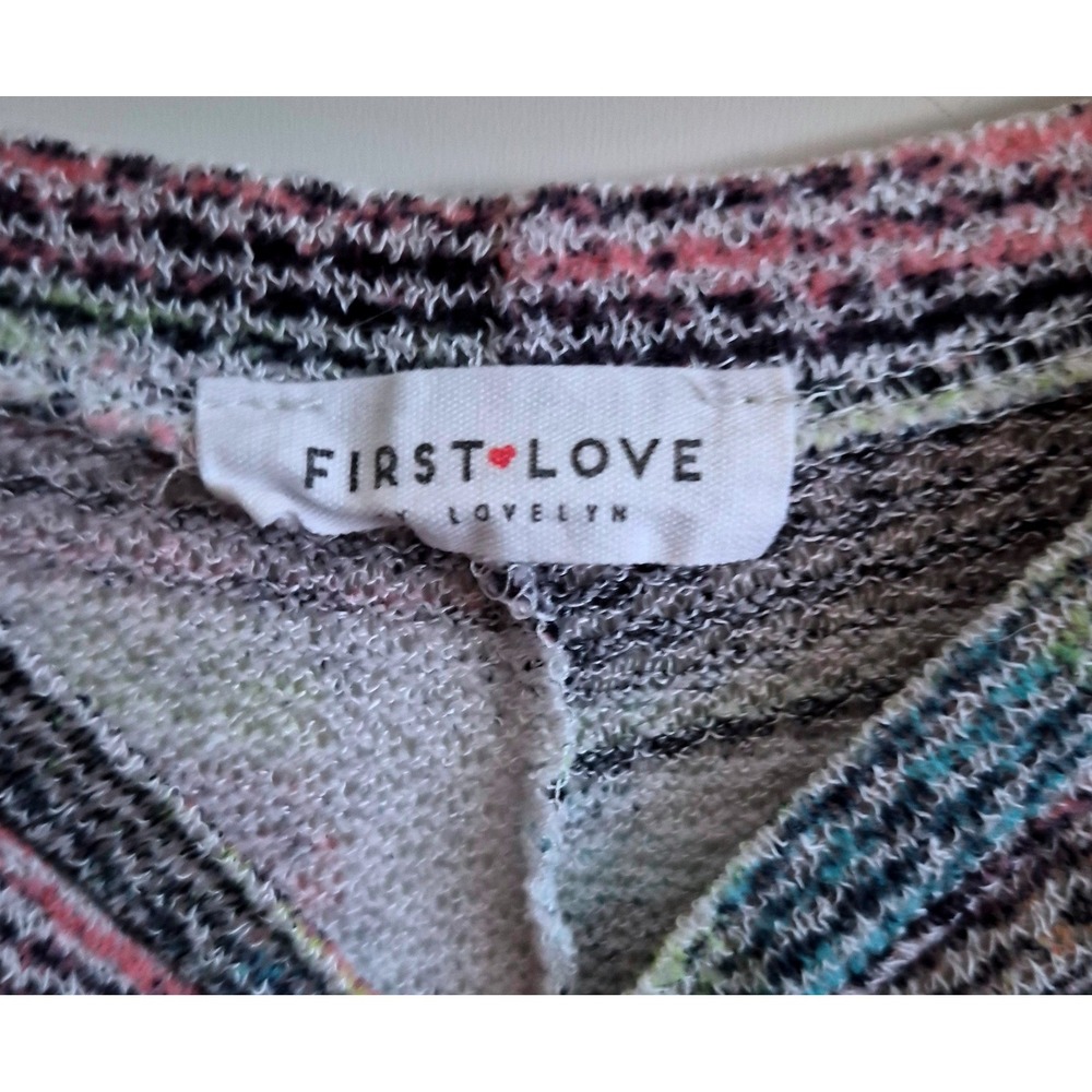 First Love Knit Top‎ Womens L Multi Color Striped Excellent Dolman High Low Hem - Picture 4 of 6